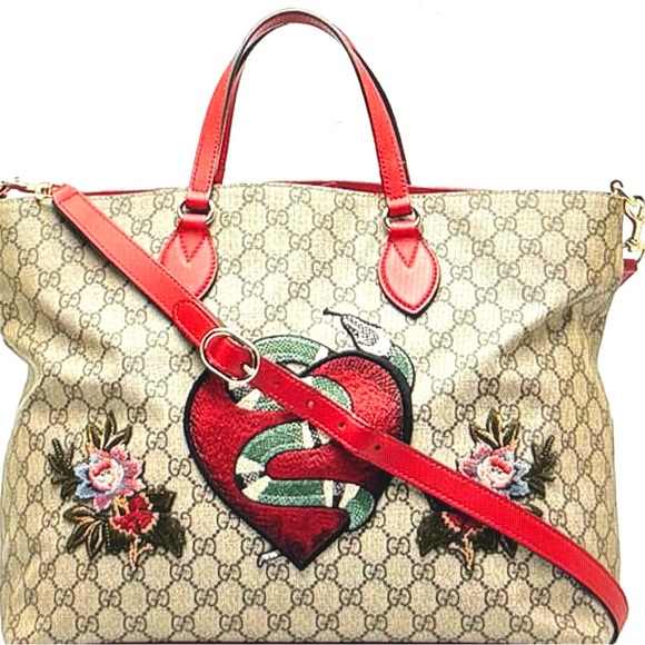 🆕 Gucci GG XL SnakeHeart Limited Edition two way Tote - Picture 2 of 10